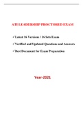 ATI PN Leadership Proctored Exam (16 Versions) / PN ATI Leadership Proctored Exam / ATI PN Proctored Leadership Exam (Latest - 2021) (Verified Answers, COMPLETE GUIDE FOR EXAM PREPARATION)