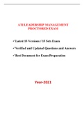 ATI PN Leadership Management Proctored Exam (15 Versions) / PN ATI Leadership Management Proctored Exam / PN Leadership Management ATI Proctored Exam (Latest - 2021) (Verified Answers, COMPLETE GUIDE FOR EXAM PREPARATION)