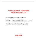 ATI PN Maternal Newborn Proctored Exam (21 Versions) / PN ATI Maternal Newborn Proctored Exam / ATI PN Proctored Maternal Newborn Exam (Latest - 2021) (Verified Answers, COMPLETE GUIDE FOR EXAM PREPARATION)
