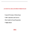 ATI Mental Health Proctored Exam (RN and PN) (20 Latest Versions, 2021) / Mental Health ATI Proctored Exam / ATI Proctored Mental Health Exam (Verified Answers, COMPLETE GUIDE FOR EXAM PREPARATION)