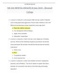 NR 326 MENTAL HEALTH B Quiz 2020 - Broward College &vert; &lpar;70 OUT OF 70&rpar; DETAILED SOLUTIONS