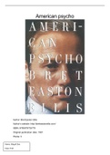 Goed engels boekverslag  American Psycho, ISBN: 9780307278630