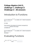 College Algebra Unit 5, challenge 1, challenge 2: Challenge 3 - All answers