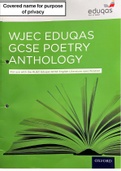 Class notes English  GCSE English Literature WJEC Eduqas Anthology Poetry Guide - for the Grade 9-1 Course, ISBN: 9780198340911