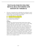 NURSING 326 &lowbar;TEST BANK FOR PSYCHIATRIC MENTAL HEALTH NURSING 6TH EDITION BY VIDEBECK