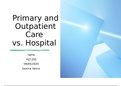 HLT 205 Week 4 Assignment, Primary and Outpatient Care Vs Hospital,  A Rated