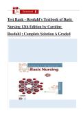 Test Bank - Rosdahl's Textbook of Basic Nursing 12th Edition by Caroline Rosdahl  &semi; Complete Solution A Graded
