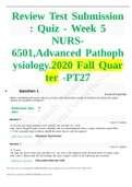 NURS- 6501,Advanced Pathophysiology.2020 I Fall I Quarter -PT27 | Chamberlain College of Nursing | GRADED A