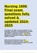Nursing 1000 Final exam questions fully solved & updated 2024-2025&period;