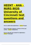 HEENT - AHA - NURS 8020 University of Cincinnati test questions and answers&period;