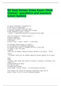 NY Real Estate State Exam &lpar;Mult Choice&rpar; questions and answers latest Update&period;