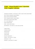 N3381 - Mental Health Exam 1 Questions With Complete Solutions