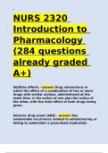 NURS 2320 Introduction to Pharmacology &lpar;284 questions already graded A&plus;&rpar;&period;