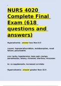 NURS 4020 Complete Final Exam &lpar;618 questions and answers&rpar;