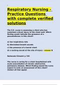 Respiratory Nursing - Practice Questions with complete verified solutions&period;