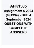AFK1505 Assignment 6 2024 &lpar;891394&rpar; - DUE 4 September 2024 