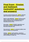 Final Exam - Erosion and Sediment Control&lpar;67 questions and answers&rpar;&period;