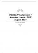 COM2601 Assignment 1 &lpar;COMPLETE ANSWERS&rpar; Semester 2 2024 - DUE August 2024