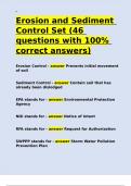 Erosion and Sediment Control Set &lpar;46 questions with 100- correct answers&rpar;&period;