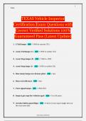 TEXAS Vehicle Inspector Certification Exam Questions with Correct Verified Solutions 100&percnt; Guaranteed Pass &lpar;Latest Update&rpar;