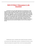 BUS 215 Week 3 Discussion 2&comma; Life Insurance