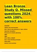 Lean Bronze Study Q&period; Missed questions 2024 with 100- correct answers&period;