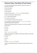 Clinical Chem Test Bank &lpar;Final Exam-150 Q&As&rpar; latest update