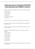 Adolescence Exam 2 &lpar;Santrock&rpar; UPDATED  Exam Questions and CORRECT Answers