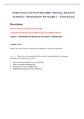 ESSENTIALS OF PSYCHIATRIC MENTAL HEALTH NURSING 7TH EDITION BY MARY C - TEST BANK