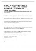 INTRO TO HEALTH INSURANCE&comma; CODING AND BILLING MODULE 1 QUIZS AND ANSWERS WITH SOLUTIONS 2024
