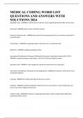 MEDICAL CODING WORD LIST QUESTIONS AND ANSWERS WITH SOLUTIONS 2024