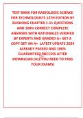 TEST BANK FOR RADIOLOGIC SCIENCE FOR TECHNOLOGISTS 12TH EDITION BY BUSHONG CHAPTER 1-11 QUESTIONS AND 100&percnt; CORRECT COMPLETE ANSWERS WITH RATIONALES VERIFIED BY EXPERTS AND GRADED A&plus; GET A COPY GET AN A&plus;  LATEST UPDATE 2024  ALREADY PASSED AND 100&percnt; GUARANT