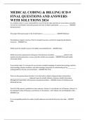 MEDICAL CODING & BILLING ICD-9 FINAL QUESTIONS AND ANSWERS WITH SOLUTIONS 2024