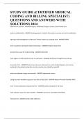STUDY GUIDE &lpar;CERTIFIED MEDICAL CODING AND BILLING SPECIALIST&rpar; QUESTIONS AND ANSWERS WITH SOLUTIONS 2024