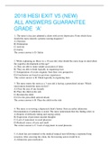 2018 HESI EXIT V5 &lpar;NEW&rpar; ALL ANSWERS GUARANTEE GRADE  &OpenCurlyQuote;A&rsquo;