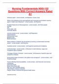 Nursing Fundamentals NSG-122 Questions With Correct Answers Rated A&plus;