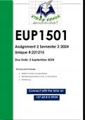 EUP1501 Assignment 2 &lpar;QUALITY ANSWERS&rpar; Semester 2 2024