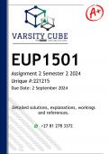 EUP1501 Assignment 2 &lpar;DETAILED ANSWERS&rpar; Semester 2 2024 - DISTINCTION GUARANTEED