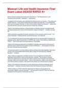 Missouri Life and Health Insurance Final Exam Latest 2024&sol;25 RATED A&plus;