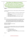 Test Bank for Medical-Surgical Nursing Critical Thinking in Client Care, 4th Edition Priscilla LeMon, with Ratonale and Learning Outcomes