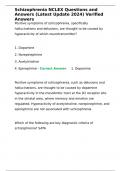 Schizophrenia NCLEX Questions and Answers &lpar;Latest Update 2024&rpar; Verified Answers
