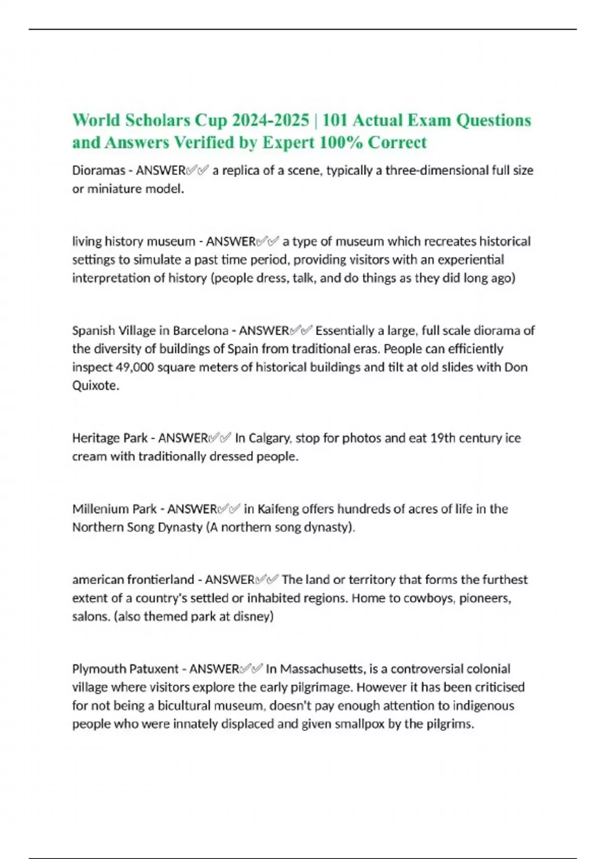 World Scholars Cup | 101 Actual Exam Questions and Answers Verified by ...