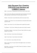 Aleks Placement Test&colon; Chemistry UPDATED Exam Questions and  CORRECT Answers
