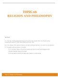 Classical Civilisation: Greek Religion- Topic 6, Religion and Philosophy