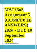 MAT1503 Assignment 5 &lpar;COMPLETE ANSWERS&rpar; 2024 - DUE 10 September 2024 &semi; 100&percnt; TRUSTED Complete&comma; trusted solutions and explanations&period; Ensure your success with us &period;&period;&period;&period; 