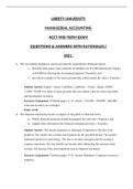 Exam (elaborations) Managerial Accounting (ACCT 212) 