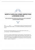 NORTH CAROLINA HOME INSPECTION LICENSING EXAM WITH GUARANTEED ACCURATE ANSWERS &vert;VERIFIED