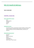 NR222 &sol; NR 222 Exam 1 Study Guide &lpar;Latest 2021 &sol; 2022&rpar;&colon; Health & Wellness -  Chamberlain