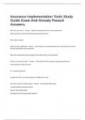  Insurance implementation Tools Study Guide Exam And Already Passed Answers&period;