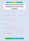 Wyoming Hunter Safety Questions and Correct  Answer